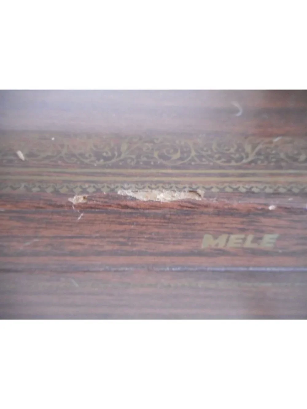 Vtg Mid Century Mele 3 tier auto open jewelry box gold velvet interior no key